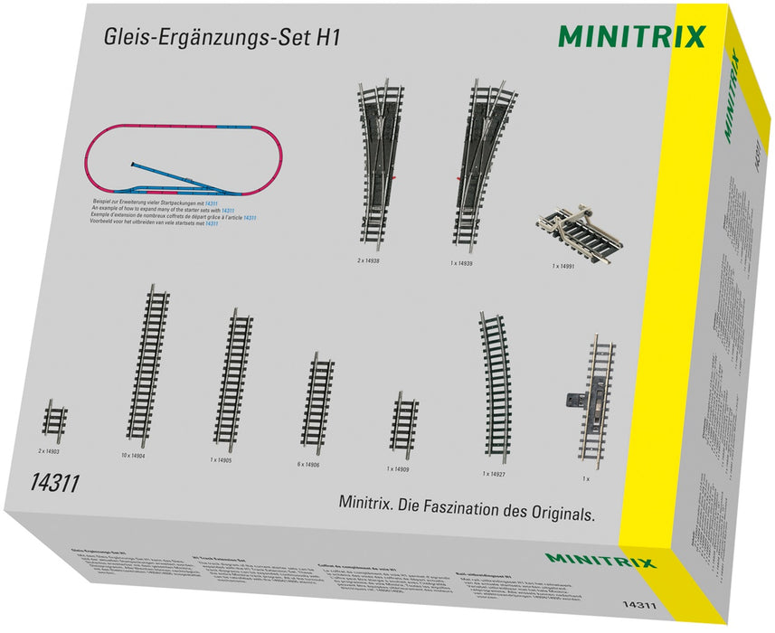 Minitrix rails uitbreidingsset / Gleis Erganzungspackung H1 Minitrix 14311 N (1:160)